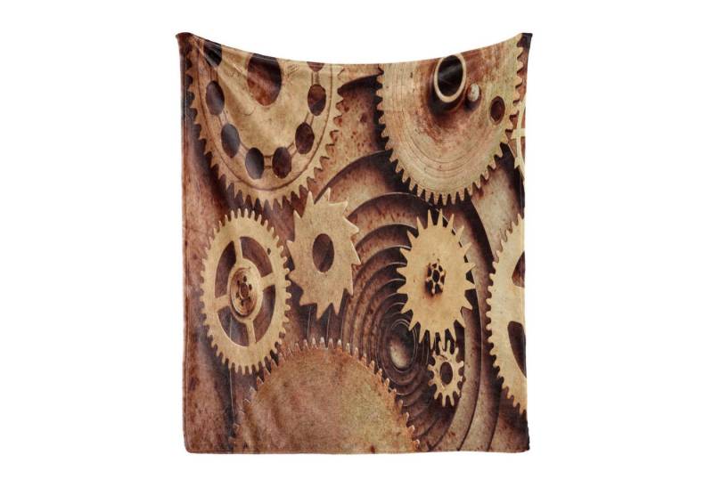 Wohndecke Gemütlicher Plüsch für den Innen- und Außenbereich, Abakuhaus, industriell Uhren Gears von Abakuhaus