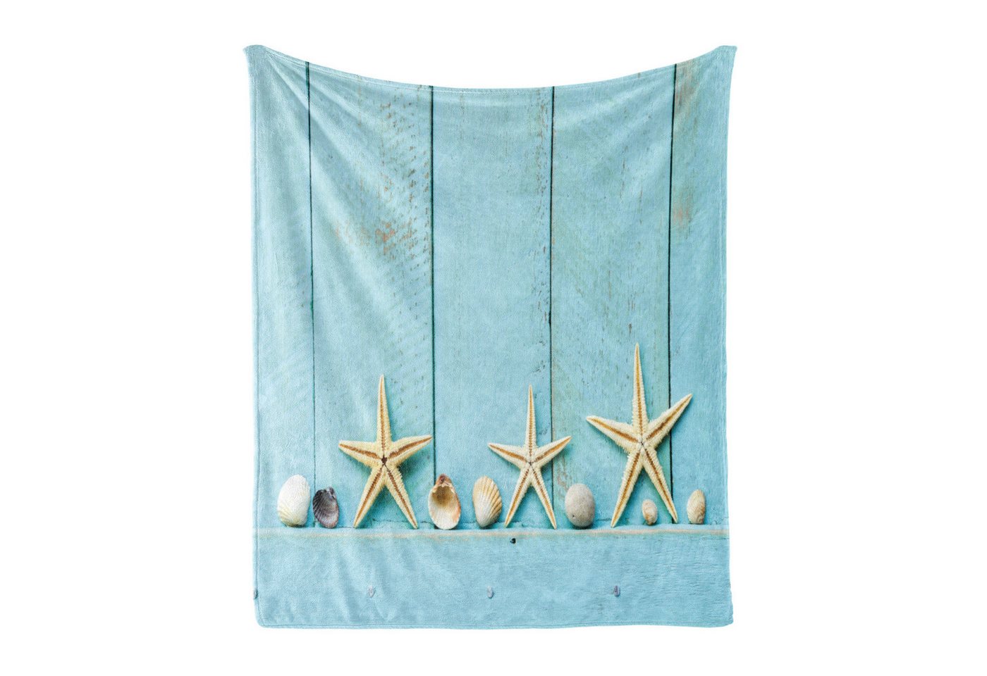 Wohndecke Gemütlicher Plüsch für den Innen- und Außenbereich, Abakuhaus, rustikales Holz Seesterne Shell von Abakuhaus