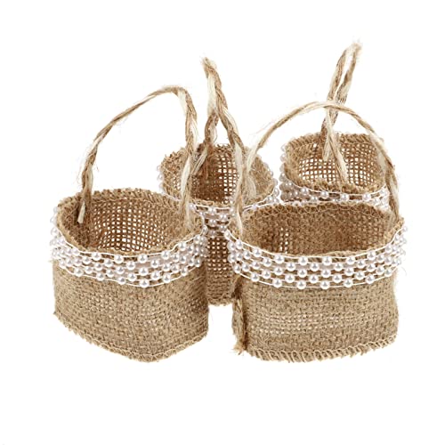 4 Stücke Hochzeit Streukörbchen Jute Geschenkbeutel Hochzeitskorb Süßigkeiten Beutel Geflochtener Obstkorb Blumenkorb Geschenkkorb Streukorb Blumenkinder Korb Körbchen Landhaus Deko Tischdeko von Abaodam