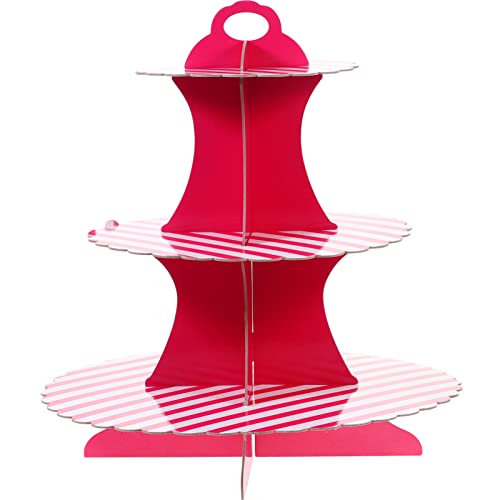 Abaodam 1 Satz Kuchenständer Mit DREI Ebenen Cupcake-ständer Für Weihnachten 3-stufiger Cupcake-Halter Dessertturm Aus Pappe Dessertdisplay Aus Pappe Papier Streifen Partybedarf von Abaodam