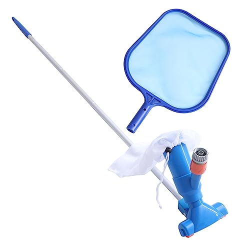 Abaodam 1 Satz Reinigungsset für Pools Reinigungstool mit Fischernetz Blau Flexibler Abnehmbarer Griff für und Teiche von Abaodam