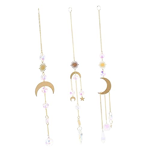 Abaodam 1 Satz Sonne-mond-Ornament Rezeption Dekoration Prismen Im Freien Prisma Fänger Ornamente Hochzeitsdekor Reiz Hängend Deckenleuchten Golden Kristall 3 Stück von Abaodam