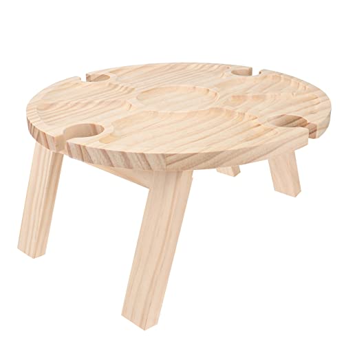 Abaodam Faltbarer Holztisch für Picknick und Garten Tragbarer Weintisch mit Glashalter Klappbarer Tisch für Outdoor Aktivitäten Robuster Tisch in Khaki für Partys und Camping von Abaodam