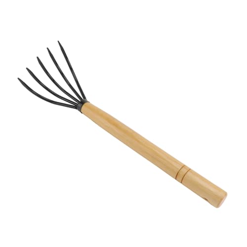Abaodam 1 Stück Hochwertiger Gartenrechen Kohlenstoffstahl mit Holzgriff Effizientes Werkzeug zur Laubentfernung und Gartenreinigung für Park Schwarz von Abaodam