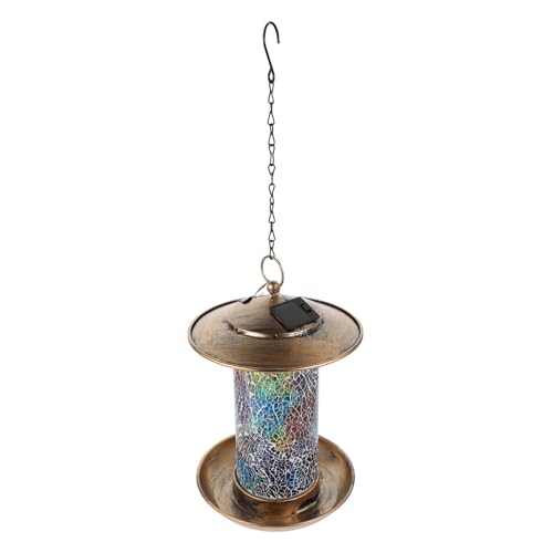 Abaodam 1 Stück Solar-vogelhäuschen Kronleuchter Solarlicht-Feeder -solar-Feeder Futterautomat Hängender Futterspender Für Den Garten Zubringer Mit Licht Aluminiumlegierung von Abaodam