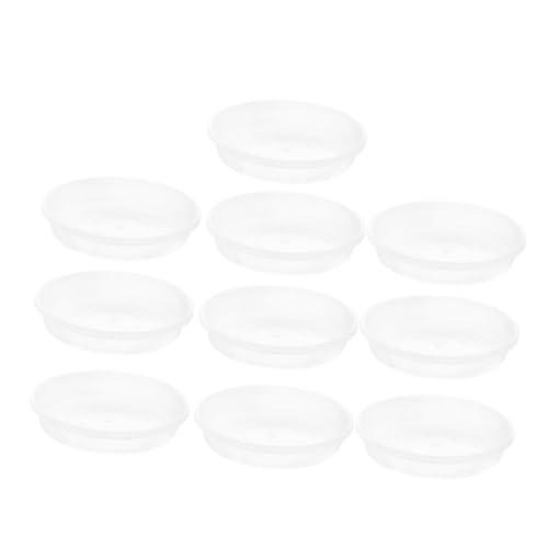 Abaodam 10 Stück Plastische Pflanzeruntersetzer Wiederverwendbare Runde Töpfe Abtropfschalen für Innen und Außenpflanzen Schützt Böden vor Wasserschäden Transparent Modell von Abaodam