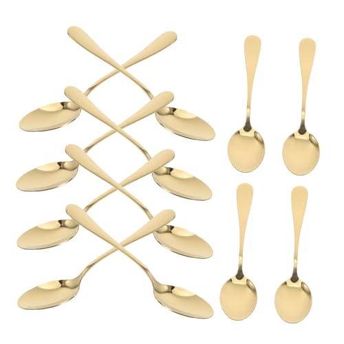 Abaodam 12 Teiliges Set Aus Edelstahl Dessertlöffel Esslöffel Espressolöffel Mini Goldlöffel Gold Kaffeelöffel Gold Kuchenlöffel Messing Rührlöffel Messing Löffel Teelöffel von Abaodam