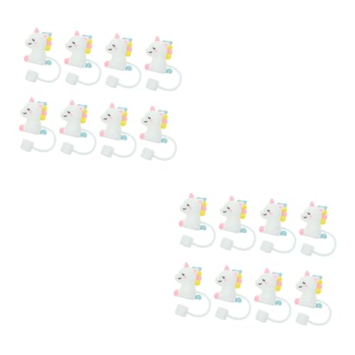 Abaodam 16stücke Silikon Strohhalm Abdeckungen Einhorn Design Staubschutz Für Trinkhalme Leicht Und Praktisch Für Erwachsene von Abaodam