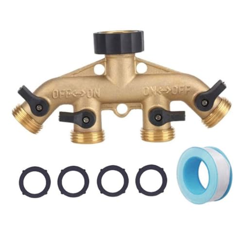 Abaodam 1Satz Adapter Messing Robuster Verteiler für Waschmaschine und Garten Doppelter mit Dichtwirkung zu Installieren kein Wasserleck von Abaodam