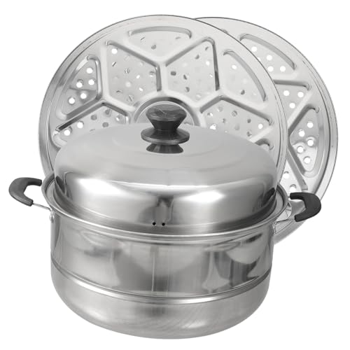 Abaodam Multifunktions Dampftopf Doppelschicht Suppentopf für Gemüse und Reis Ergonomischer Griff Kompatibel mit Induktions und Gasherden von Abaodam