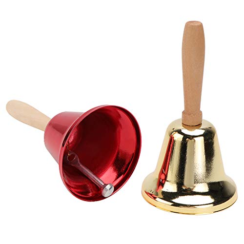 2 PCS Handglocke Weihnachten Schleife Handklingel Service Call Bell mit Holzhandschisch Rezeption Glocken Weihnachtsrasseln für Heimparty Restaurant von Abaodam