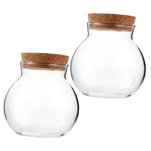 Abaodam 2stücke Flasche Terrarium Glas Ökologische Mit Deckel Runde Mikrolandschaft DIY Landschaft Behälter Für Schreibtisch Dekoration Moos Sukkulenten von Abaodam