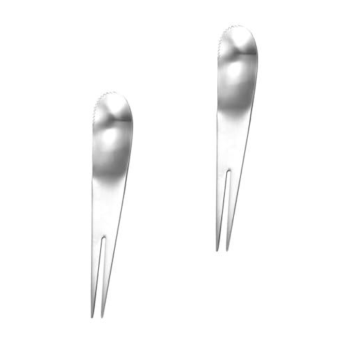 Abaodam 2 Stück Multifunktionale Edelstahl Gabel Löffel Kombination Integriertes Besteck für Obst Snack Püree Glatte Oberfläche Leicht zu Reinigen Sicher und Langlebig Silberfarben von Abaodam