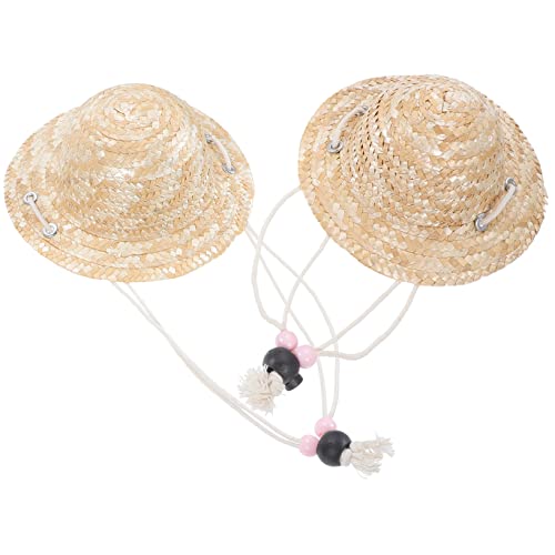Abaodam 2 Stück Strohhut Woven Doll Hats für Puppen Handgemachte Requisiten und DIY Zubehör Mini Dekoration und Projekte von Abaodam