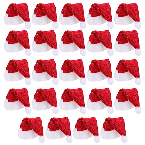 Abaodam 24 Stück Mini-Weihnachtsmütze Kleine Weihnachtsmann-Hüte Weihnachts-Weinflaschen-Abdeckung Puppenzubehör Weihnachtsfeier-Zubehör von Abaodam