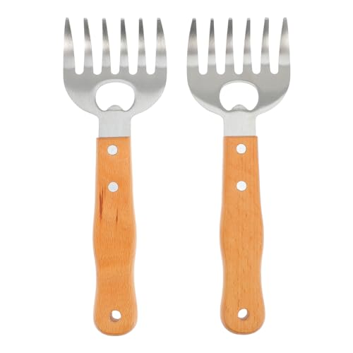Abaodam 2Stücke Fleischkrallen mit Holzgriff BBQ Zerkleinerungsgabeln für Pulled Pork und Grillpartys Multifunktionale Küchenwerkzeuge mit Flaschenöffner Funktion von Abaodam