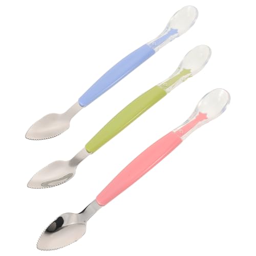 Abaodam 3stücke -fütterungsset Mit Löffel Und Quetschlöffel Für Entschlüsselung Weicher Spitze Und Doppeltem Design Zum Schaben Und Schöpfen Kindergeschirr Und Utensilien von Abaodam