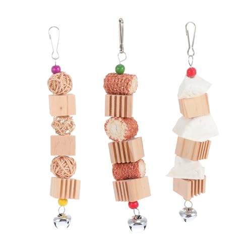 Abaodam 3 Stück Teiliges Papageien Set aus Rattan und Cuttermolarknochen Kauspielzeug für Vögel für Wellensittiche und Nymphensittiche Fördert Spielspaß und Zerstörung Zufällige Farbe von Abaodam