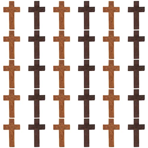 Abaodam 30 Stück Holzkreuzanhänger Mini-Holzkreuze Zum Basteln Von Schmuck Zur Herstellung Kleiner Kreuzanhänger Für Die Erstkommunion Christlichen Taufe von Abaodam