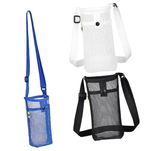 Abaodam 3Stücke Teilige Netz Wasserflaschentasche mit Verstellbarem Schultergurt Leichte Tragbare Umhängetasche für Wasserflaschen Wandern Reisen von Abaodam