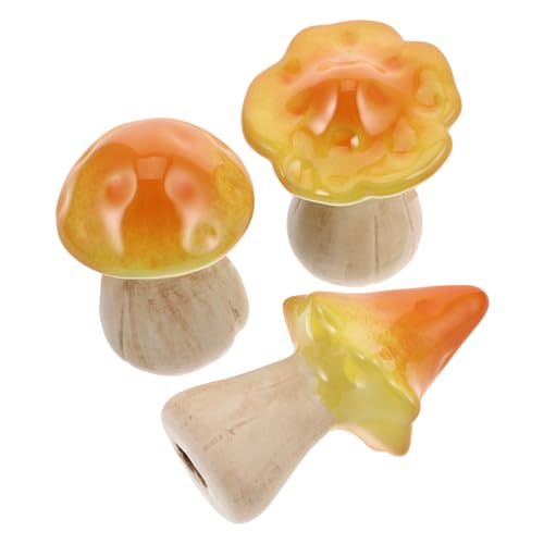 Abaodam 3stücke Keramik Pilz Statue Pilz Figur Keramik Ornament Für Garten Landschaftsbau Blumentopf Gartenpilzfiguren Außenbereichsaccessoires von Abaodam