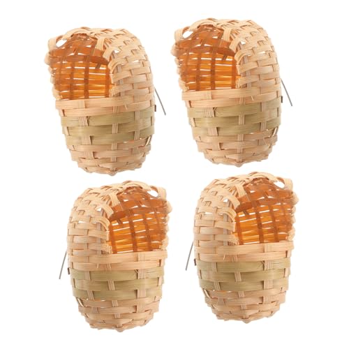 Abaodam 4 Stück Handgewebtes Vogelhaus mit Haken Langlebiges Outdoor Vogel Nest Atmungsaktives Vogelschutzhaus für Garten und Dekoratives Handgefertigtes Vogelnest von Abaodam