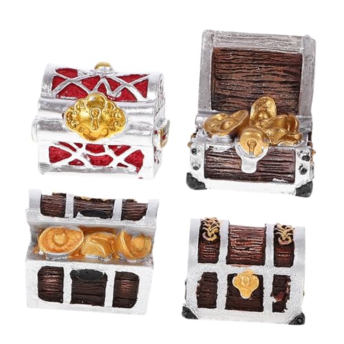 Abaodam 4 Stück Teiliges Aquarium Schatzkisten Langlebigem Harz Dekorative Fischbecken Ornamente Stabile Miniatur Modelle für Schreibtisch Teich und Aquarien deko von Abaodam