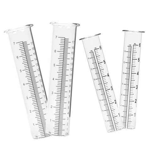 Abaodam 4 Stück Teiliges Glas Regenmesser Ersatzröhren mit Messskala Präzise Niederschlagsmessung für Garten und Pflanzgefäße Transparent und Langlebig von Abaodam