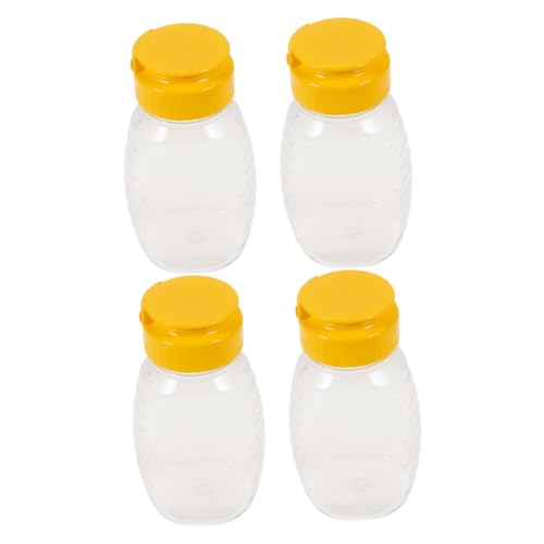 Abaodam 4stücke Honigflasche Mit Glasdeckel Und Schöpflöffel Leerer Salatdressingbehälter Aus Quetschflasche Mit Trichter Honiglöffel Aus Quetschtropfflasche Für Honig Und Kleine Soßenbehä von Abaodam