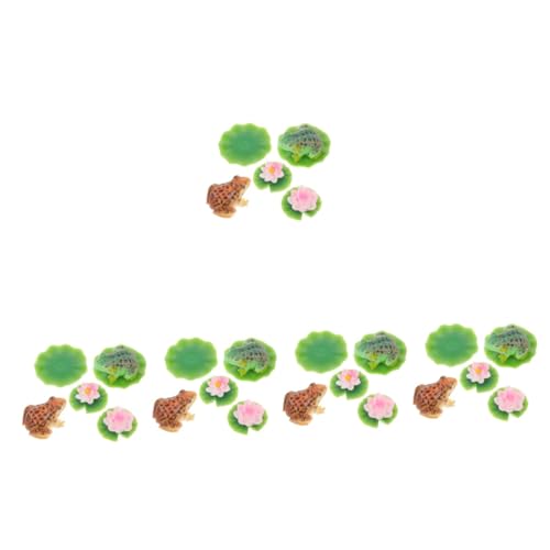 Abaodam 5 Sätze Süße Frosch Gartenfigur Teiliges Frosch Deko mit Lotus und Blättern für Garten Teich und Balkon Langlebige Resin Dekoration für von Abaodam