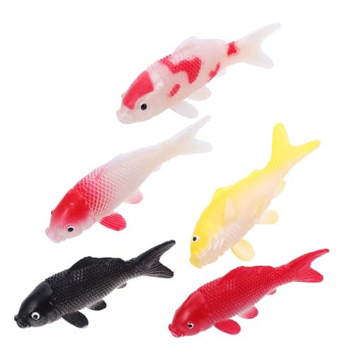 Abaodam 5 Stück Teiliges Aquarium Schwimmende Koi Fisch Figuren Realistisches Kunststoff Modell Langanhaltend Schwimmende Goldfisch Deko für Aquarium Teich Büro und Fotografie von Abaodam