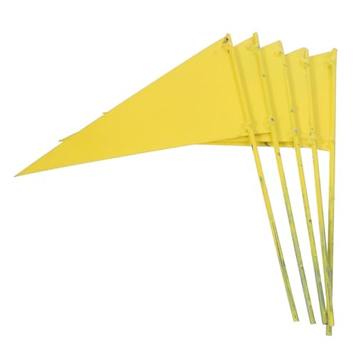 Abaodam 5 Stück Teiliges Gartendeko Landschaftsmarkierungsfahnen aus Robustem Eisen Dreieckige Kleine Markierungsflaggen für Rasenbewässerung Camping und Hundetraining Gelb von Abaodam