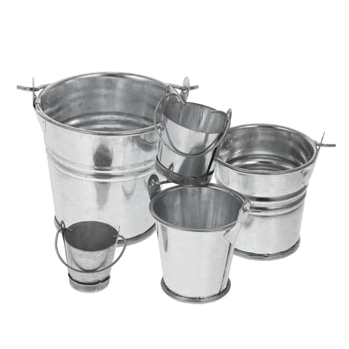 Abaodam 5 Stück Teiliges Mini Eisen Eimer Metall Pails für Puppenhaus Garten Mikrolandschaft Dekoration Langlebig Design Kleines Modell von Abaodam