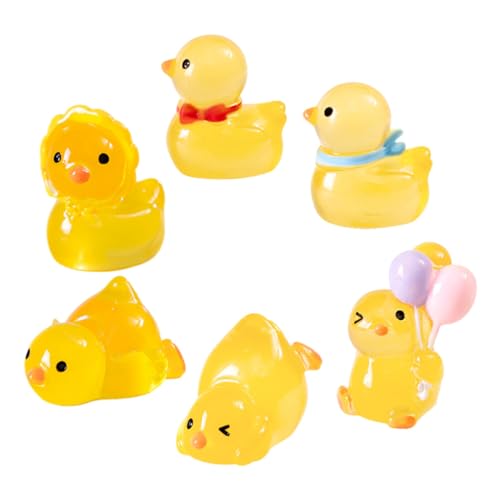 Abaodam 6 Stück Miniatur Figuren Nachtleuchtende Mini Enten Harz Einzigartige Deko für Garten Puppenhaus und Teich Robuste und Langlebige Resin Figuren von Abaodam