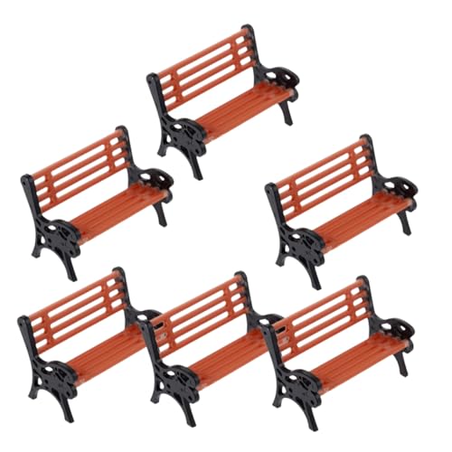 Abaodam 6 Stück Miniatur Gartenbank aus Detailreiche Mini Sitzbank für Puppenhaus Dekoration Vielseitige Mini Stühle für Büro Wohnraumgestaltung von Abaodam