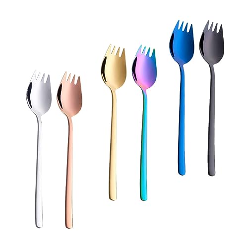 Abaodam 6 Stück Teiliges Spork Besteck Dualverwendbare Löffel Kombination Leicht Kompakt Glatt Verarbeitet Geeignet für Dessert Salat Pasta Party Hochzeit Restaurant Küchenbedarf von Abaodam