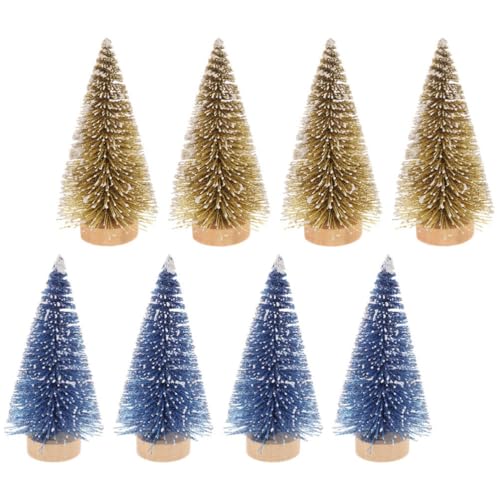 Abaodam 8st Mini-Weihnachtsbaum Weihnachts-Desktop-Tannenbaum-bastelarbeiten Flaschenbürste Künstliche Bäume Mini-sisal-schneefrostbaum Geschenk Weihnachtsschmuck Weiße Holz Hölzern Tisch von Abaodam