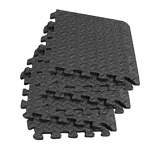 Abaodam 8stücke Bodenschutzmatte Schwarz Mit Blattmaserung Verdicktes Eva-bodenkissen Spleiß-bodenpolster Patchwork-Teppich Für Fitnessstudio Wohnzimmer Küche von Abaodam