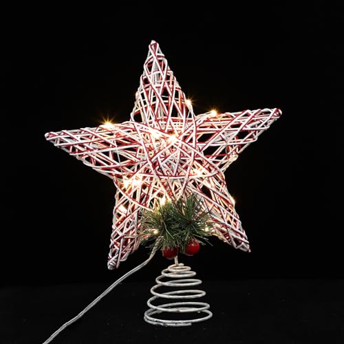 Abaodam Christbaumspitze Weihnachtsbaumspitze LED Beleuchtet Weihnachten Baumspitze Tannenbaumspitze Weihnachtsspitzen Baumschmuck Beleuchtung Weihnachtsbaum Stern Topper Christbaum Spitze von Abaodam