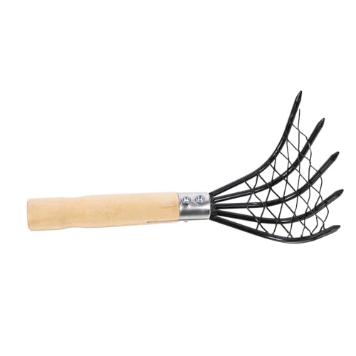 Abaodam Edelstahl Strand Rechen mit Netz Klauen Design zum Schnellen Graben von Muscheln und Meeresfrüchten Holzgriff Langlebiges Meeresschalentauch Werkzeug für Strand und Garten von Abaodam