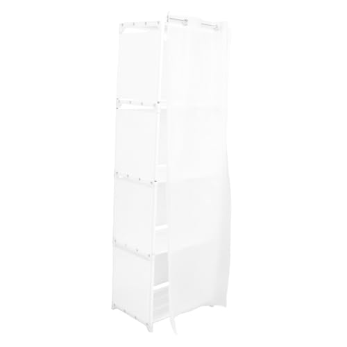 Abaodam Weißer Kleiderschrank Mit Durchsichtigem Schiebevorhang Kleiner Lagerschrank Für Schlafzimmer Mit Mehreren Schichten Freistehender Schrank-Organizer Für Kleidung Und Bücher von Abaodam
