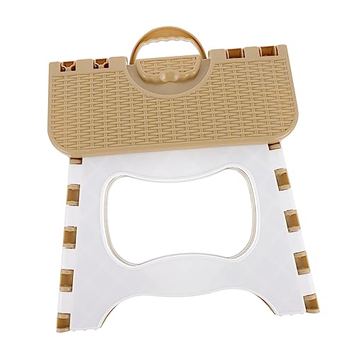 Abaodam Faltbarer Kunststoff Hocker Tragbarer Mini Stuhl für Outdoor Aktivitäten zum Angeln Camping Garten und Haushalt Rattanbraun von Abaodam