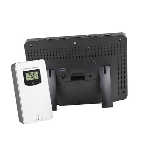 Abaodam Farbdisplay Wetteruhr mit Kabellosem Temperatursensor USB Aufladbar Dualer Weckalarm Digitale Innenraum wanduhr Multifunktionale Wetterstation als Geschenk von Abaodam