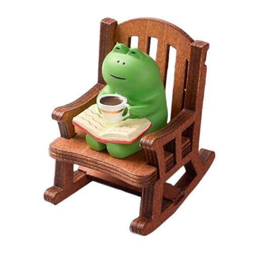 Abaodam Frosch Statue Harz Miniatur Frosch Schaukelstuhl für Garten und Tisch Niedliches Tierornament für Wohnzimmer und Büro von Abaodam