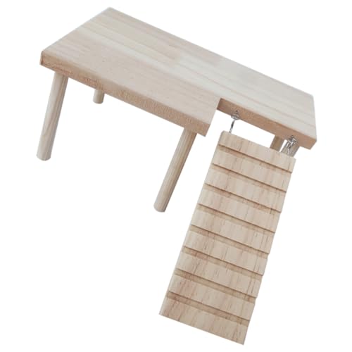 Abaodam Hamster Holzplattform mit Leiter für Ratten und Kleine Haustiere Fördert Bewegung und Gesundheit Vielseitig Einsetzbar im Käfig für Erkundung und Spaß von Abaodam