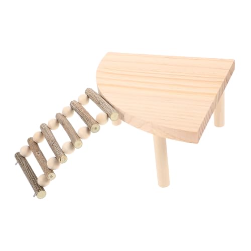 Abaodam Hamster Kletterplattform aus Holz mit Leiter für Meerschweinchen und Zwerghamster Beinhöhe Robust und Langlebig für Kletterfreudige Kleintiere von Abaodam