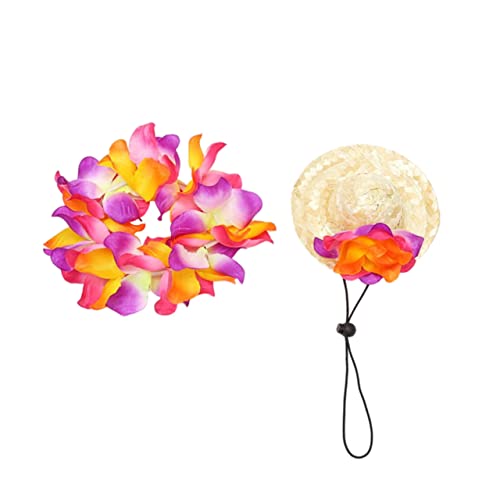 Abaodam Hawaiian Party Kostüm Set für Haustiere Sommer Strohhut und Roter Blumenkranz für Hunde und Katzen für Fotoshootings Strandurlaub und Abaodam Hawaiian Party Kostüm Set für Haustiere Sommer Strohhut und Roter Blumenkranz für Hunde und Katzen für Fotoshootings Strandurlaub und von Abaodam