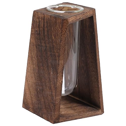 Abaodam Hydroponische Vase mit Holzständer Kreative Testrohrvase für Pflanzen im Vintage Stil für Büro und Wohnraumausstattung Abaodam Hydroponische Vase mit Holzständer Kreative Testrohrvase für Pflanzen im Vintage Stil für Büro und Wohnraumausstattung von Abaodam