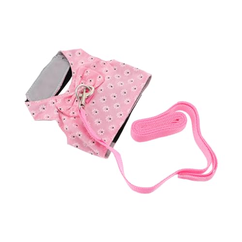 Abaodam Kaninchen Geschirr Weste mit Leine Atmungsaktive Leichte Hasenweste mit Schleifendekor Verstellbares Kleintiergeschirr für Hamster und Kleine Haustiere Ausbruchsicher und von Abaodam