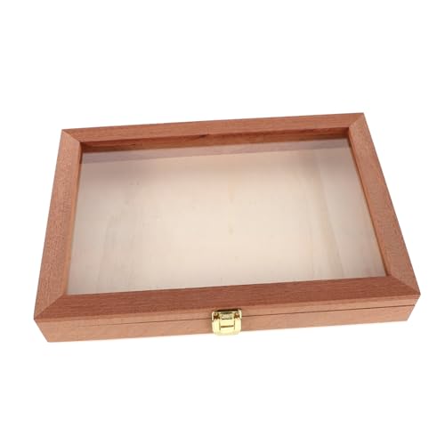 Abaodam Kasten Aufbewahrungsbox aus Holz Ausstellungskästen für Proben Schatten Vitrine Mustervitrine aus Holz Fotorahmen mit Schmetterlingsmuster Muster Schautafel hölzern Hellbraun von Abaodam